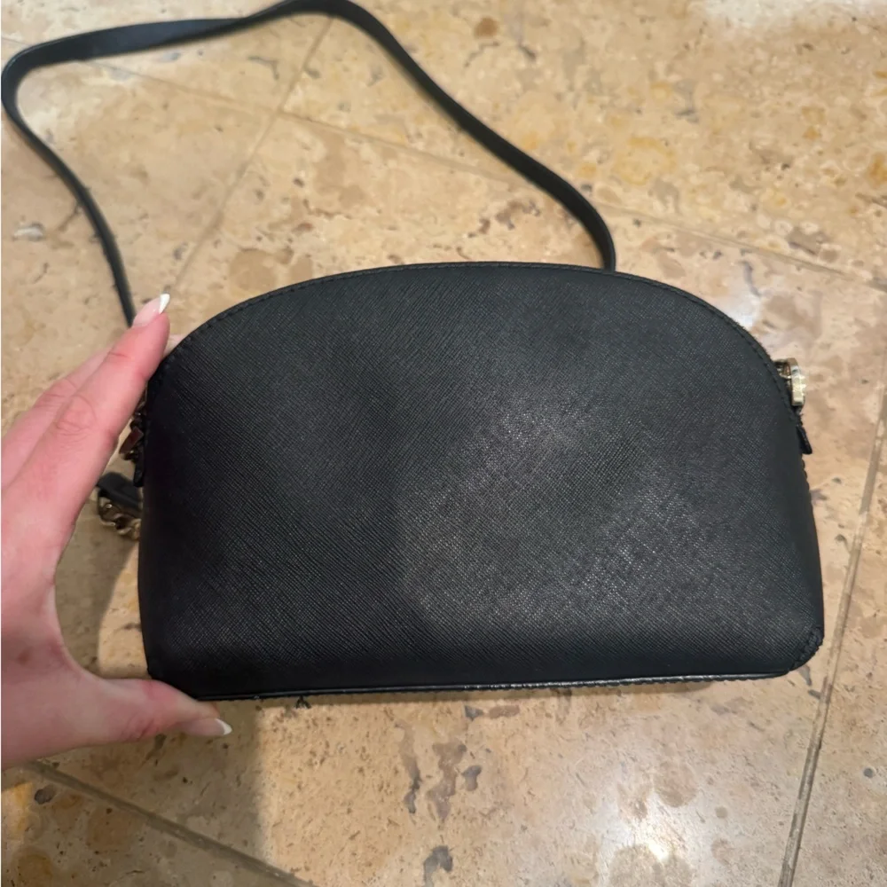 kate spade black saffiano crossbody with chain detail
